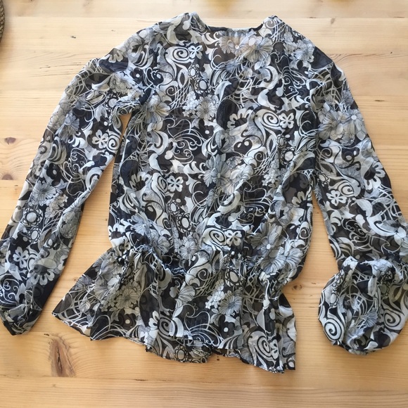 Penta sheer black and white long sleeve blouse - Picture 2 of 7